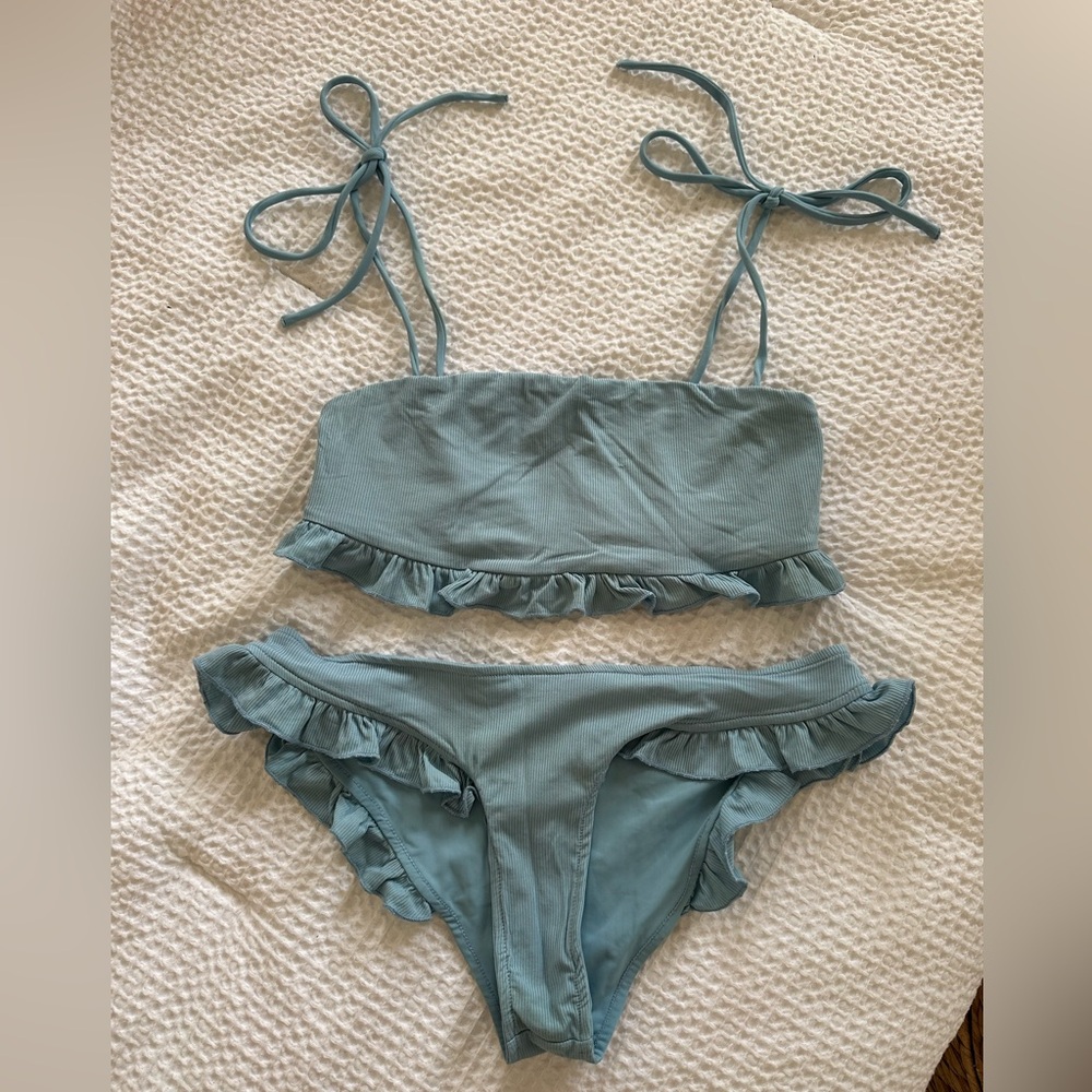 Tularosa Ruffle Bikini in Light Blue